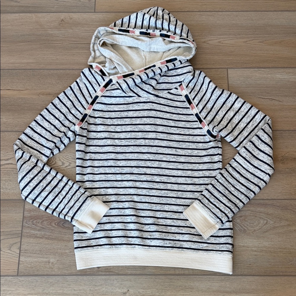Scotch & Soda Cream/Navy Striped Hoodie with Pink Accents